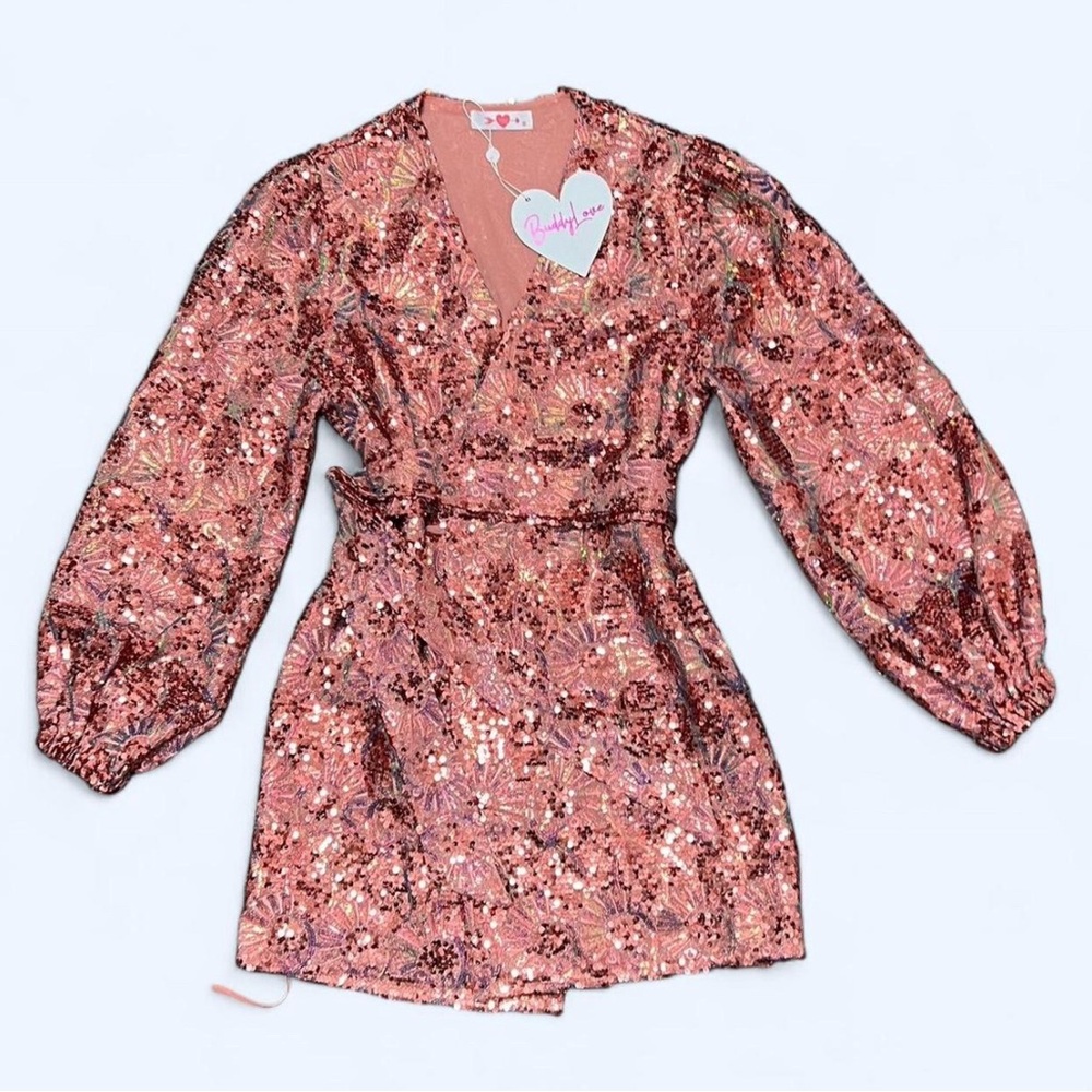 BUDDY LOVE ADELINE SEQUIN WRAP DRESS